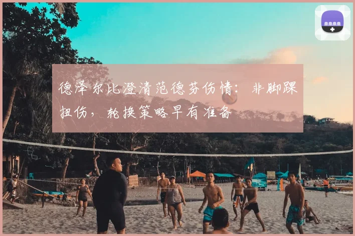 德泽尔比澄清范德芬伤情：非脚踝扭伤，轮换策略早有准备